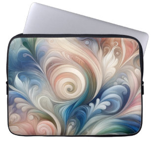 Vattenfärg Fantasy-Blommigt Pastel Blue & Cream Laptop Fodral