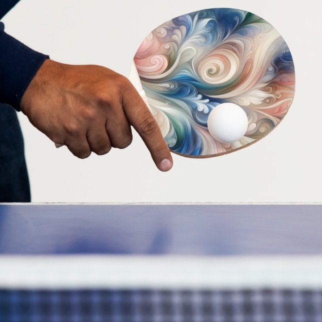 Vattenfärg Fantasy-Blommigt Pastel Blue & Cream Pingisracket (Insitu)