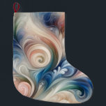 Vattenfärg Fantasy-Blommigt Pastel Blue & Cream Stor Julstrumpa<br><div class="desc">Lägg till elegans och lugn i vilket utrymme som helst. Den här fantastiska grafiken blandar mjuka vattenfärgtoner av blått, kräm, rosa och grönt i drömma blommigtar. Dess flytande rörelse och pastellharmoni skapar en lugnande men ändå pulserande atmosfär, perfekt för moderna hem, kontor eller som en tankfull gåva. Vare sig det...</div>