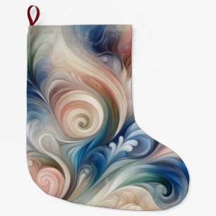 Vattenfärg Fantasy-Blommigt Pastel Blue & Cream Stor Julstrumpa
