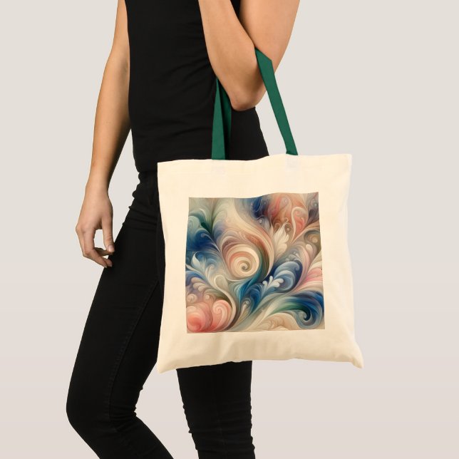 Vattenfärg Fantasy-Blommigt Pastel Blue & Cream Tygkasse (Framsida (produkt))