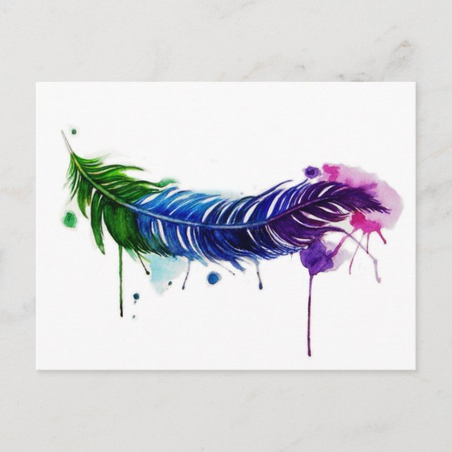 Vattenfärg Färgad ludd Vykort (Framsida)