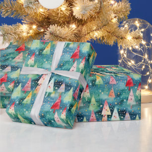 Vattenfärg Färgrik Festlig Regnbåge Julgran Presentpapper