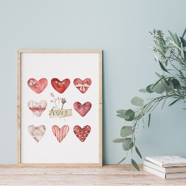 Vattenfärg Farmhouse Valentine Heart Poster