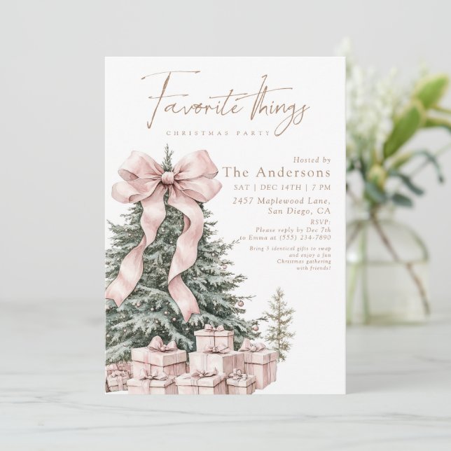 Vattenfärg Favoritsaker Julfest Inbjudningar (Stående Fram)