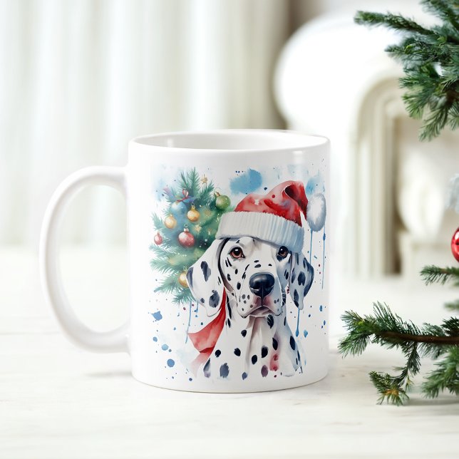 Vattenfärg Festive Dalmatien jul Mugg (Skapare uppladdad)