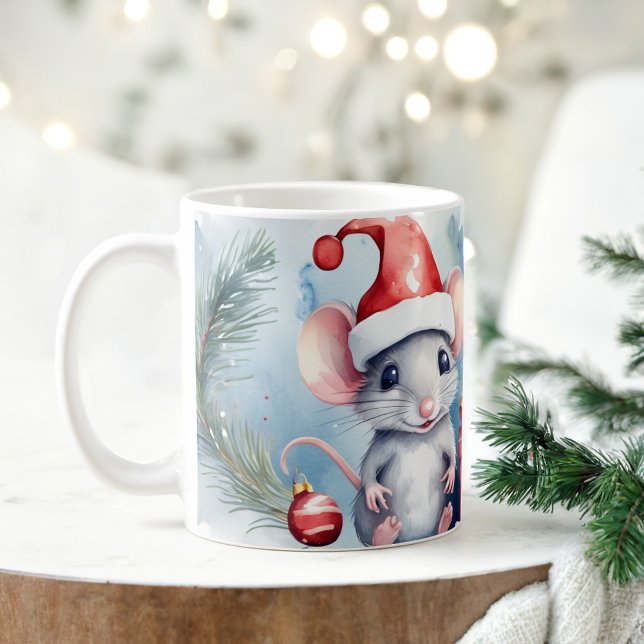 Vattenfärg Festive Mice jul Mugg (Skapare uppladdad)