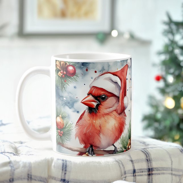 Vattenfärg Festive Northern Kardinal jul Mugg (Skapare uppladdad)