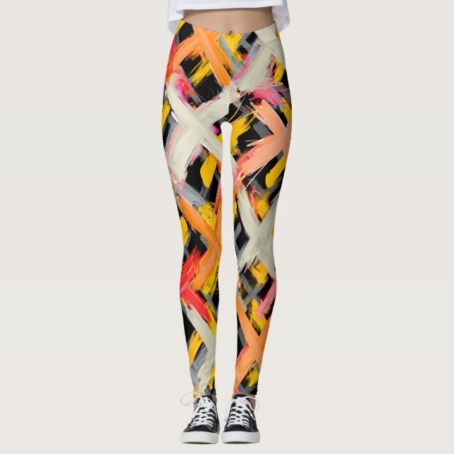 Vattenfärg, fet, färgstark, diagonal. leggings (Framsida)