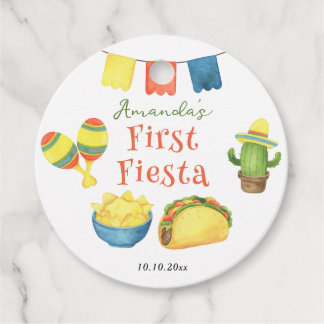 Vattenfärg Fiesta Första Födelsedag Gåvor Etiketter