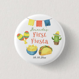 Vattenfärg Fiesta Första Födelsedag Knapp