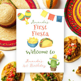 Vattenfärg Fiesta Första Födelsedag Poster
