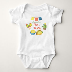 Vattenfärg Fiesta Första Födelsedag T Shirt