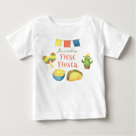 Vattenfärg Fiesta Första Födelsedag T Shirt