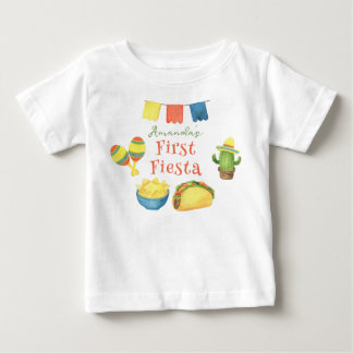 Vattenfärg Fiesta Första Födelsedag T Shirt