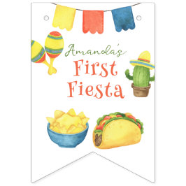 Vattenfärg Fiesta Första Födelsedag Vimplar