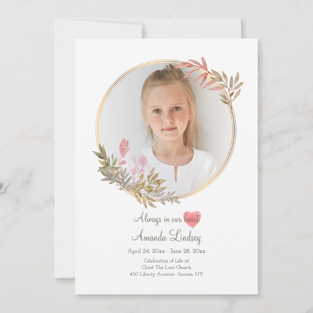 Vattenfärg Firande i livstidsfotokortet Inbjudningar (Framsida)