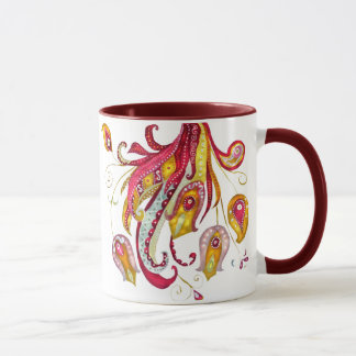 Vattenfärg Firebird Feathers Red Phoenix Bird Mugg