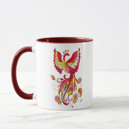 Vattenfärg Firebird Feathers Red Phoenix Bird Mugg
