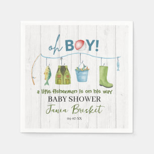 Vattenfärg Fiske Lock Baby Shower Pojke Pappersservett