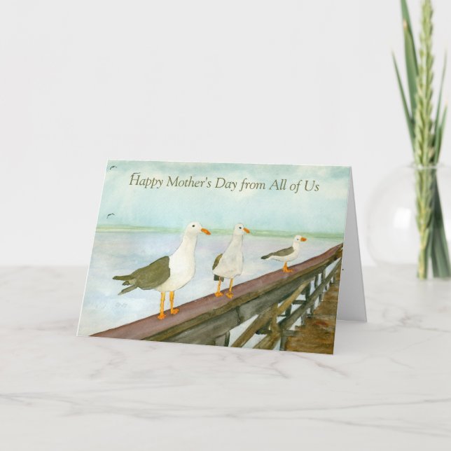 Vattenfärg Fiskmås Kort (Framsida)