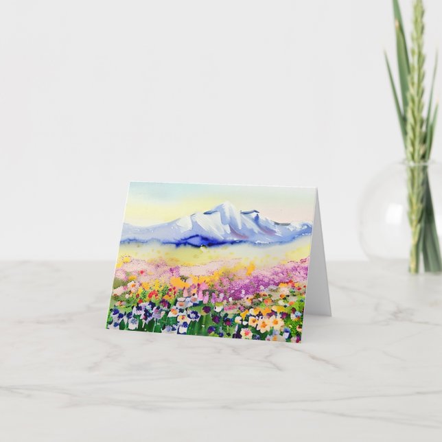 Vattenfärg fjällblommor anpassningsbara kort (Framsida)
