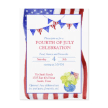 Vattenfärg Fjärde juli Party