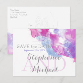 Vattenfärg fjäril Blandade bär Save-the-Date Meddelande Vykort