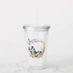 Vattenfärg fjäril blommande anpassad take away mugg