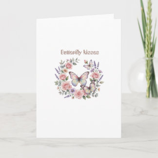 Vattenfärg fjäril blomsterkrans - Romantisk Boho Kort