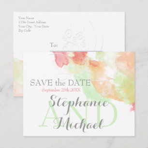 Vattenfärg Fjäril Regnbåge Sherbet SavetheDate Meddelande Vykort