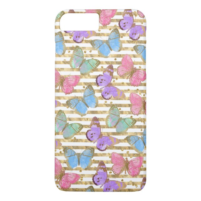 Vattenfärg Fjärilar Guld Glitter Case-Mate iPhone Skal (Baksida)