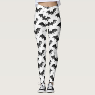 Vattenfärg Fladdermöss i Flykt Halloween Mönster Leggings