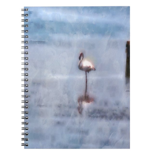 Vattenfärg Flamingo Anteckningsbok Med Spiral (Framsidan)