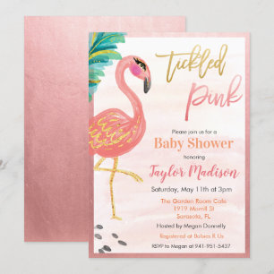 Vattenfärg Flamingo Baby Shower Inbjudan
