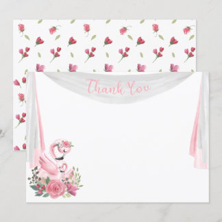 Vattenfärg Flamingo Baby Shower Tacksamhetskort Inbjudningar