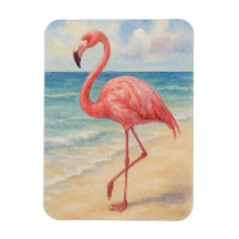 Vattenfärg Flamingo Beach