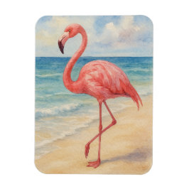 Vattenfärg Flamingo Beach Magnet