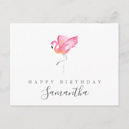 Vattenfärg Flamingo Födelsedagsgratulation Vykort
