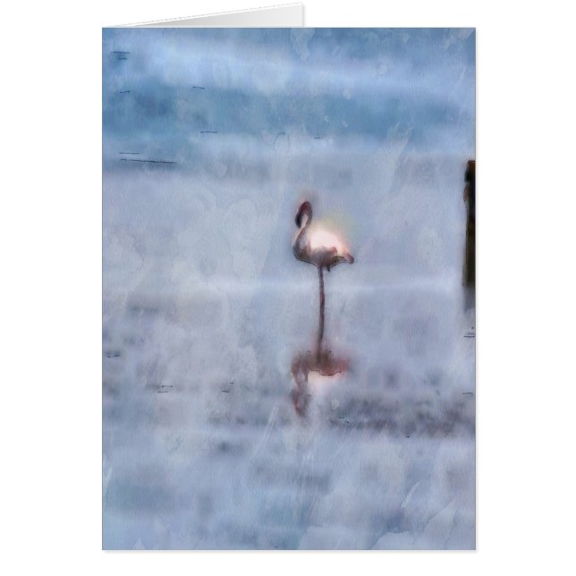 Vattenfärg Flamingo Hälsningskort (Framsidan)