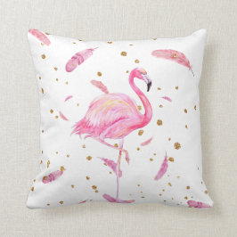 Vattenfärg Flamingo med Flytande fjädrar Pillow Kudde