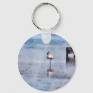 Vattenfärg Flamingo Nyckelring