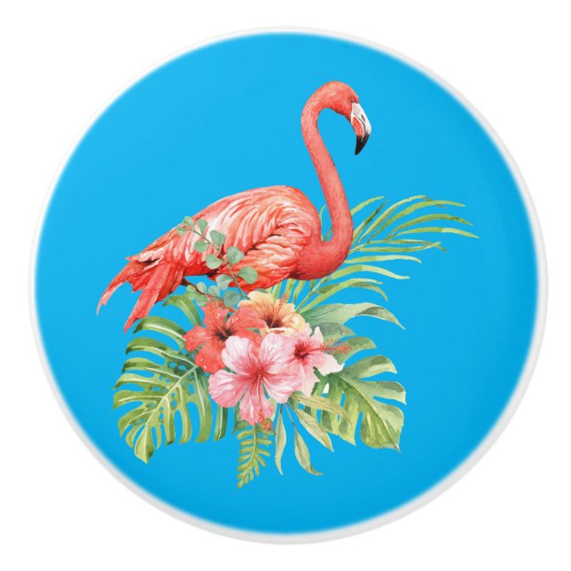 Vattenfärg Flamingo och Hibiscus Knopp (Framsidan)