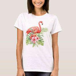 Vattenfärg Flamingo och Hibiscus T Shirt
