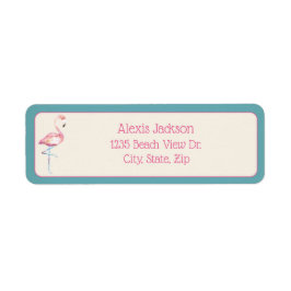 Vattenfärg Flamingo Returadress Etikett