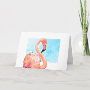 Vattenfärg Flamingo Rosa Blank Hälsning Anteckningskort
