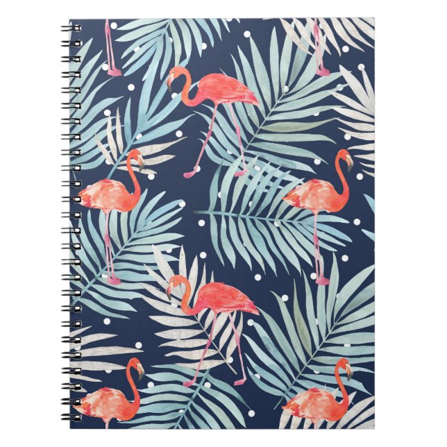 Vattenfärg Flamingo: Rosa Tropical Elegance. Anteckningsbok (Framsidan)