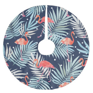 Vattenfärg Flamingo: Rosa Tropical Elegance. Julgransmatta Borstad Polyester