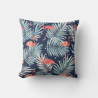 Vattenfärg Flamingo: Rosa Tropical Elegance. Kudde
