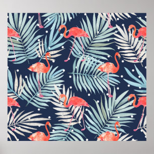 Vattenfärg Flamingo: Rosa Tropical Elegance. Poster